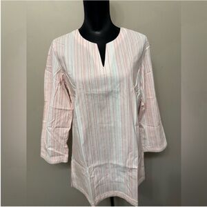 NWT UNTUCKit Women’s Striped Pink White Boxy Tunic Size 12